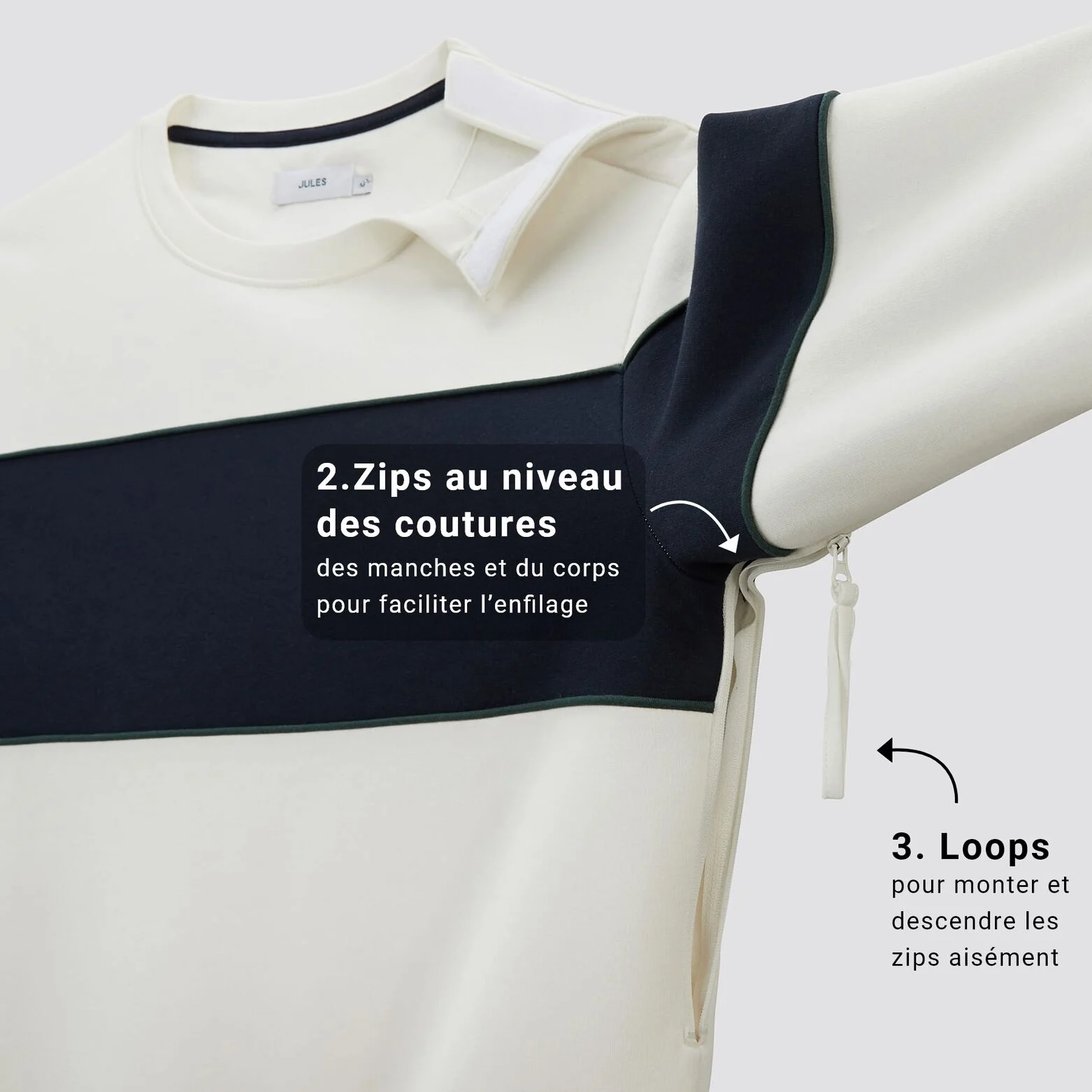 Haut avec des zips au niveau des coutures